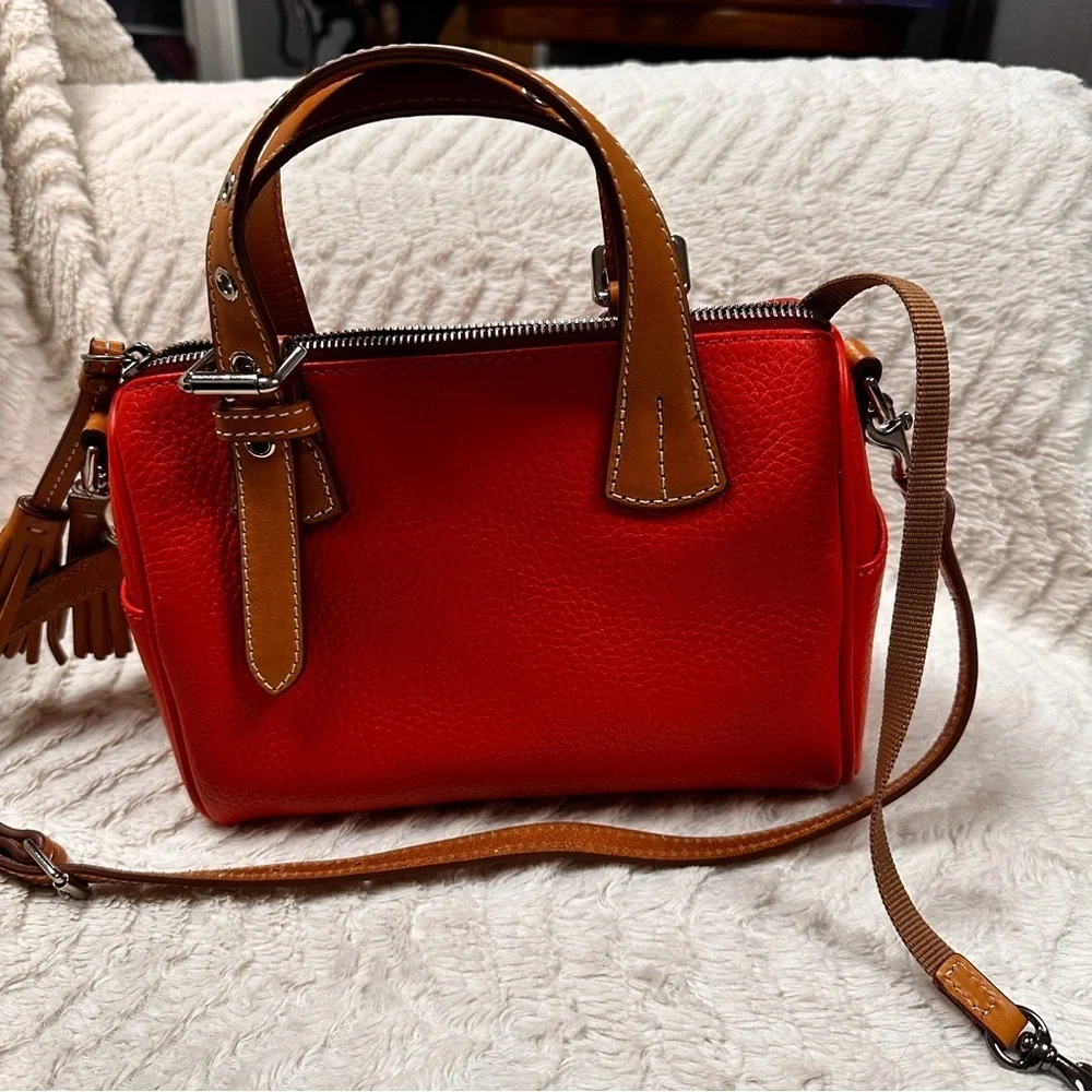 Dooney & Bourke Orange & Tan Detachable Strap Satchel, NWOT + Dust Bag - Picture 7 of 12